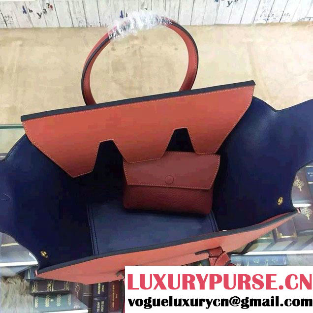 Celine Tie Tote Small Bag in Grained/Calfskin Leather Brick 2015