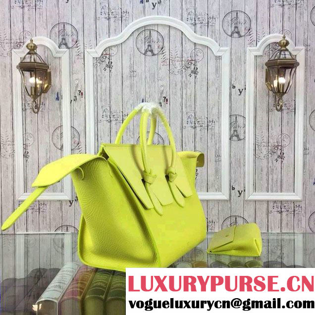 Celine Tie Tote Small Bag in Grained/Calfskin Leather Yellow 2015