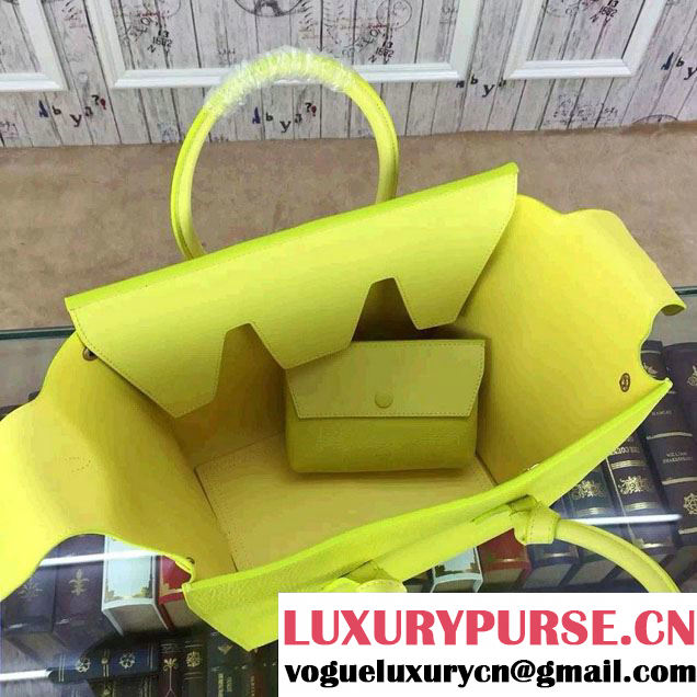 Celine Tie Tote Small Bag in Grained/Calfskin Leather Yellow 2015