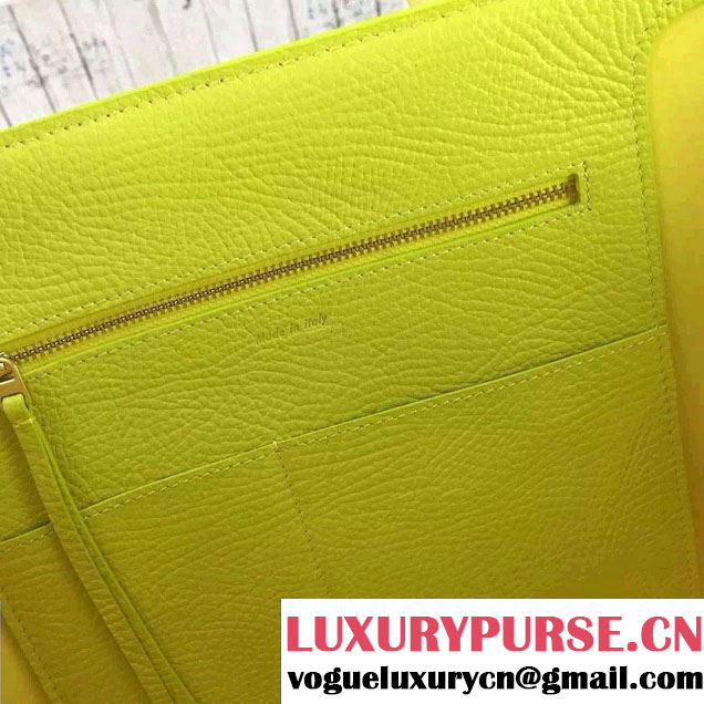 Celine Tie Tote Small Bag in Grained/Calfskin Leather Yellow 2015