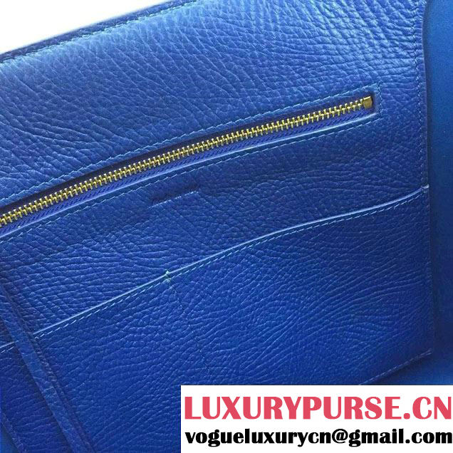 Celine Tie Tote Small Bag in Grained/Calfskin Leather Blue/Camel 2015