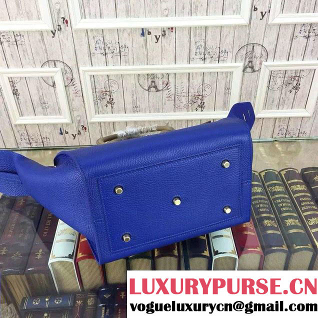 Celine Tie Tote Small Bag in Grained/Calfskin Leather Blue/Camel 2015