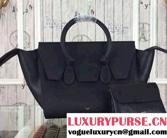 Celine Tie Tote Small Bag in Grained/Calfskin Leather Black 2015