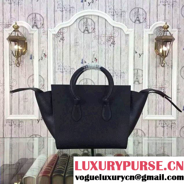 Celine Tie Tote Small Bag in Grained/Calfskin Leather Black 2015