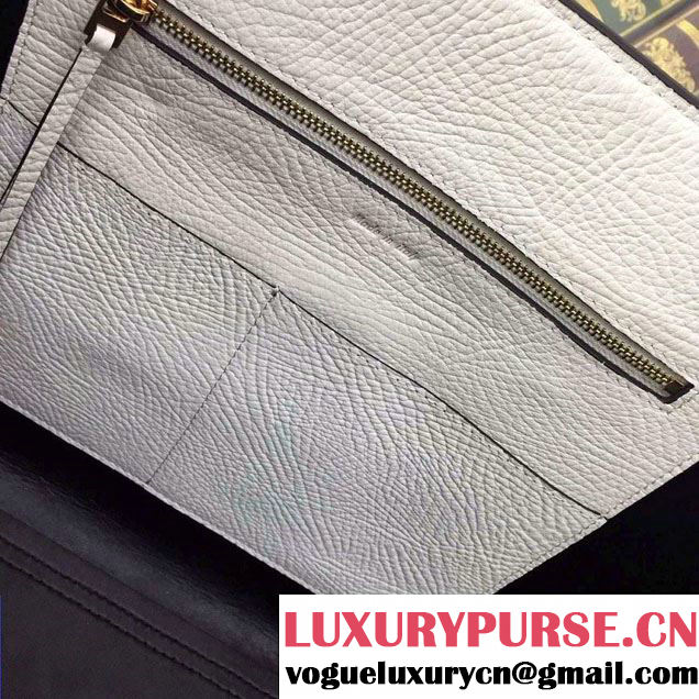 Celine Tie Tote Small Bag in Grained/Calfskin Leather White/Black 2015