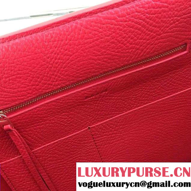 Celine Tie Tote Small Bag in Grained/Calfskin Leather Red 2015