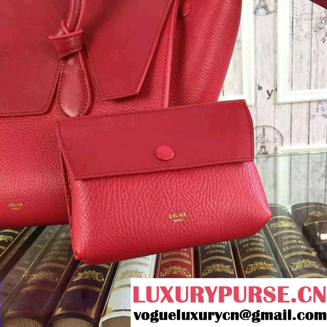 Celine Tie Tote Small Bag in Grained/Calfskin Leather Red 2015