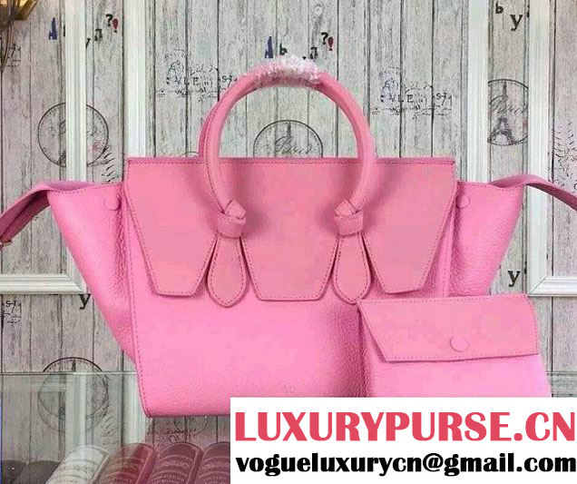 Celine Tie Tote Small Bag in Grained/Calfskin Leather Pink 2015