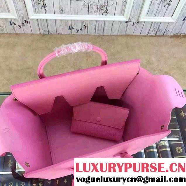 Celine Tie Tote Small Bag in Grained/Calfskin Leather Pink 2015