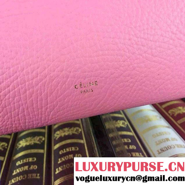 Celine Tie Tote Small Bag in Grained/Calfskin Leather Pink 2015