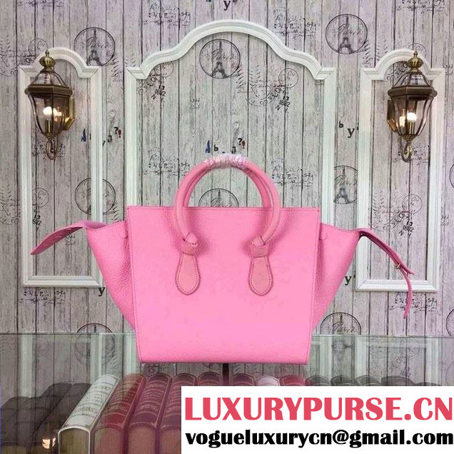 Celine Tie Tote Small Bag in Grained/Calfskin Leather Pink 2015