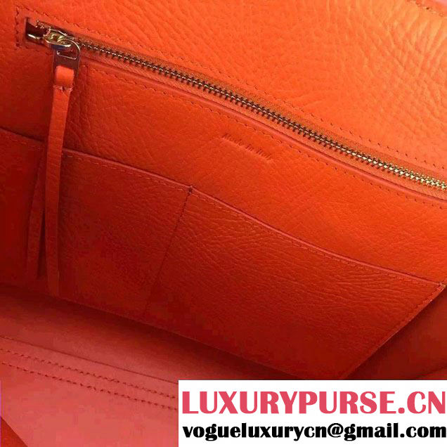 Celine Tie Tote Small Bag in Grained/Calfskin Leather Orange/Blue 2015
