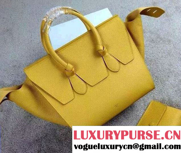 Celine Tie Tote Small Bag in Clemence Leather Yellow 2015