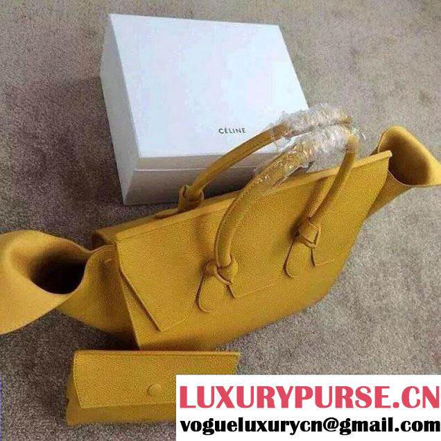 Celine Tie Tote Small Bag in Clemence Leather Yellow 2015