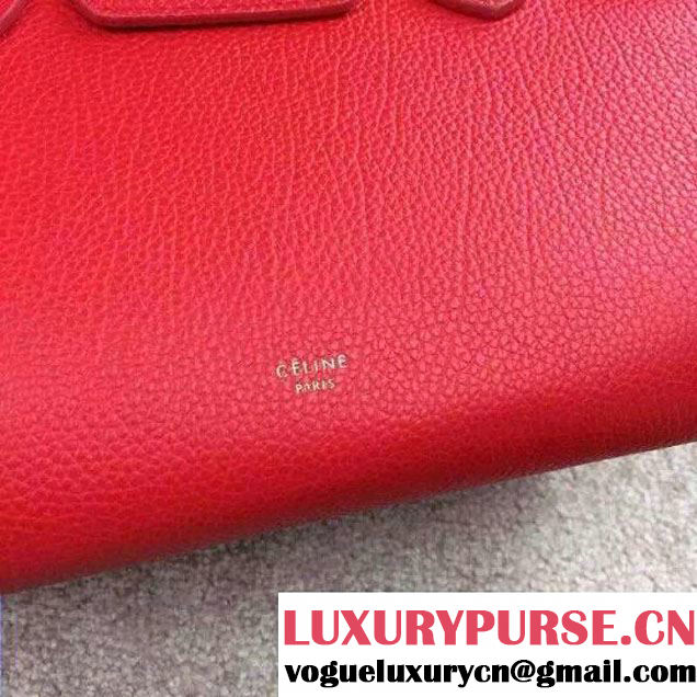 Celine Tie Tote Small Bag in Clemence Leather Red 2015