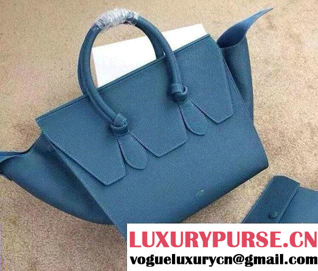 Celine Tie Tote Small Bag in Clemence Leather Cerulean 2015