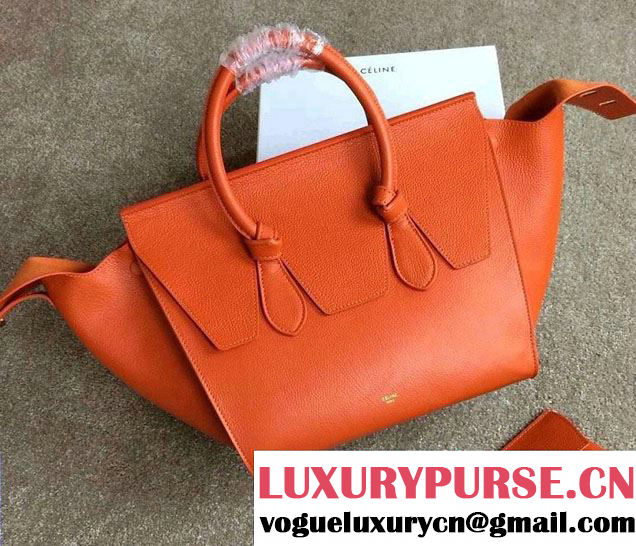 Celine Tie Tote Small Bag in Clemence Leather Orange 2015