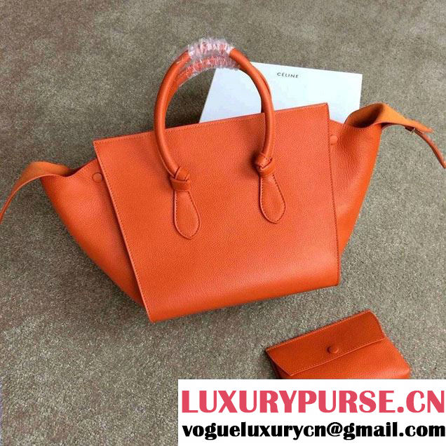 Celine Tie Tote Small Bag in Clemence Leather Orange 2015