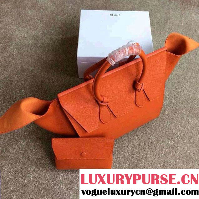 Celine Tie Tote Small Bag in Clemence Leather Orange 2015