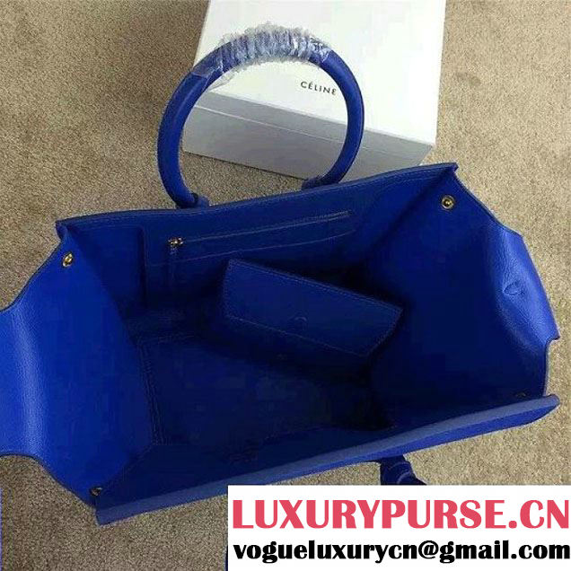 Celine Tie Tote Small Bag in Suede/Calfskin Leather Blue 2015