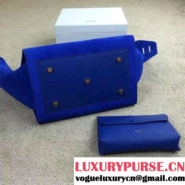Celine Tie Tote Small Bag in Suede/Calfskin Leather Blue 2015