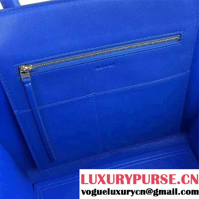 Celine Tie Tote Small Bag in Suede/Calfskin Leather Blue 2015