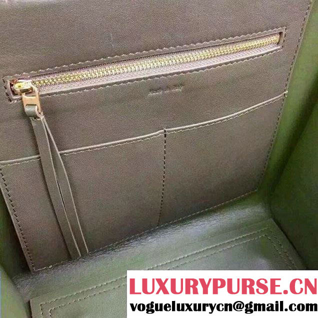 Celine Tie Tote Small Bag in Suede/Calfskin Leather Green/Gray 2015