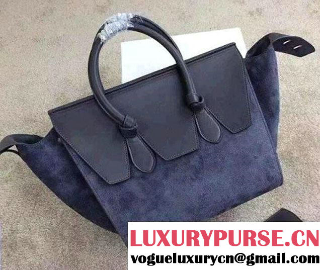 Celine Tie Tote Small Bag in Suede/Calfskin Leather Gray 2015