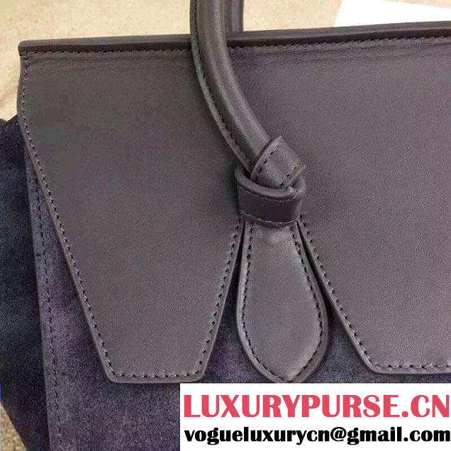 Celine Tie Tote Small Bag in Suede/Calfskin Leather Gray 2015