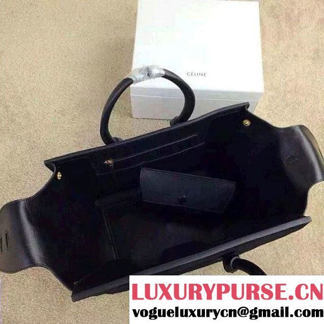 Celine Tie Tote Small Bag in Suede/Calfskin Leather Black 2015