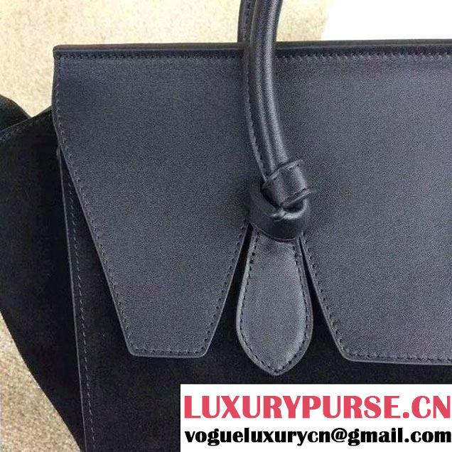 Celine Tie Tote Small Bag in Suede/Calfskin Leather Black 2015