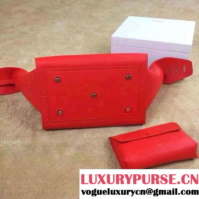 Celine Tie Tote Small Bag in Calfskin Leather Red 2015