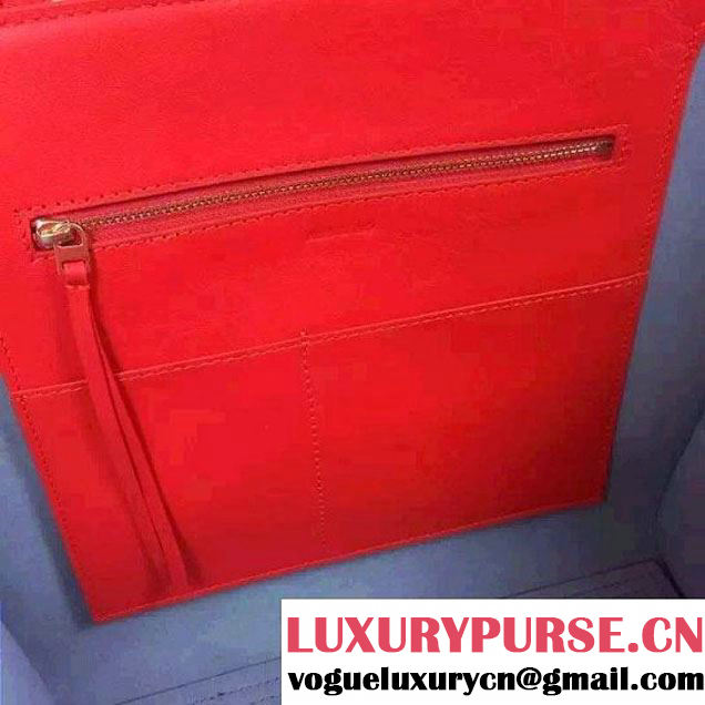 Celine Tie Tote Small Bag in Calfskin Leather Red 2015