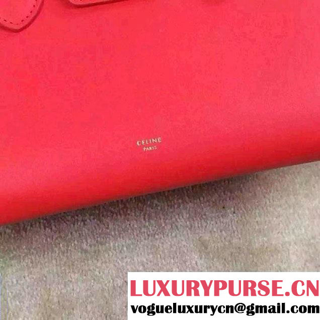 Celine Tie Tote Small Bag in Calfskin Leather Red 2015
