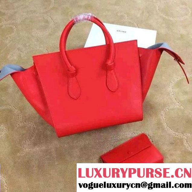 Celine Tie Tote Small Bag in Calfskin Leather Red 2015