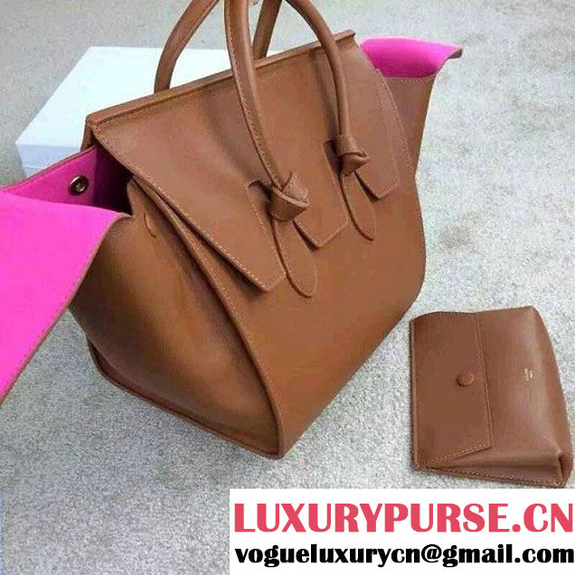 Celine Tie Tote Small Bag in Calfskin Leather Brown 2015
