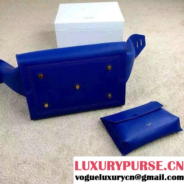 Celine Tie Tote Small Bag in Calfskin Leather Blue 2015