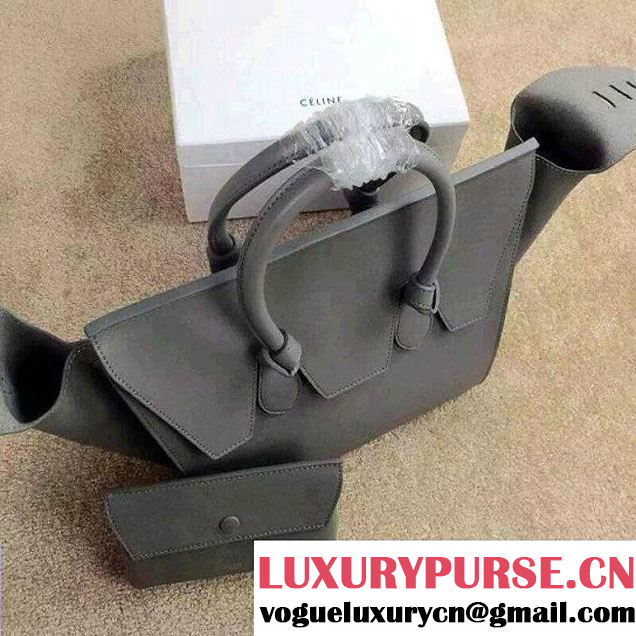 Celine Tie Tote Small Bag in Calfskin Leather Gray 2015