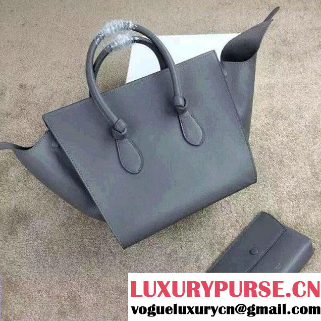 Celine Tie Tote Small Bag in Calfskin Leather Gray 2015