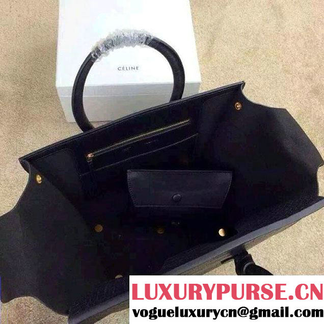 Celine Tie Tote Small Bag in Crocodile Pattern Leather Black 2015
