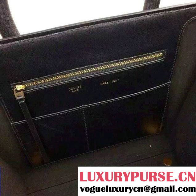 Celine Tie Tote Small Bag in Crocodile Pattern Leather Black 2015