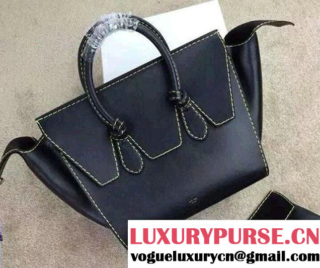 Celine Tie Tote Small Bag in Natural Leather Black 2015