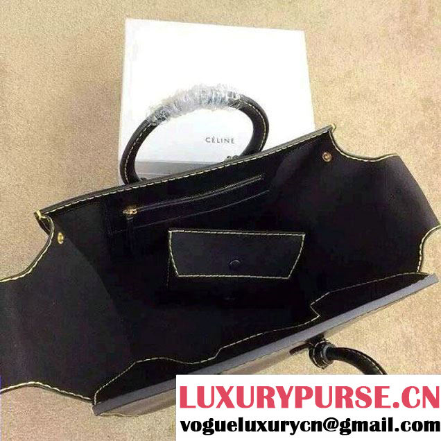 Celine Tie Tote Small Bag in Natural Leather Black 2015