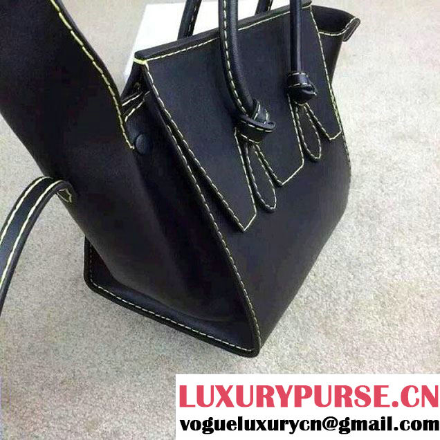 Celine Tie Tote Small Bag in Natural Leather Black 2015