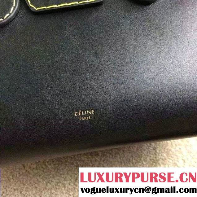 Celine Tie Tote Small Bag in Natural Leather Black 2015