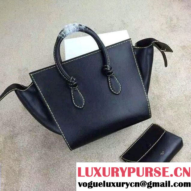 Celine Tie Tote Small Bag in Natural Leather Black 2015