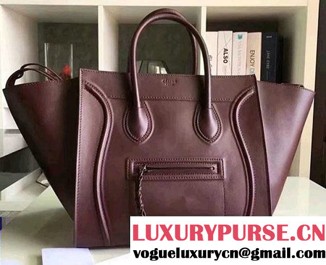 Celine Luggage Phantom Bag in Original Smooth Leather Burgundy 2017