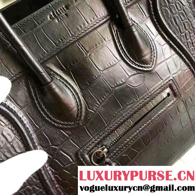 Celine Luggage Phantom Bag in Croco Pattern  Black 2017