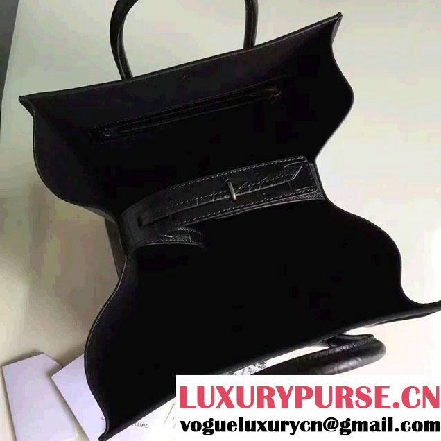 Celine Luggage Phantom Bag in Croco Pattern  Black 2017