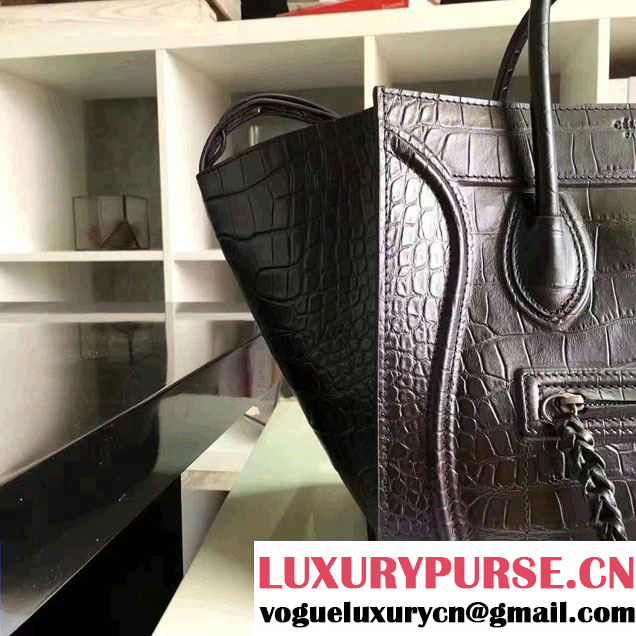 Celine Luggage Phantom Bag in Croco Pattern  Black 2017